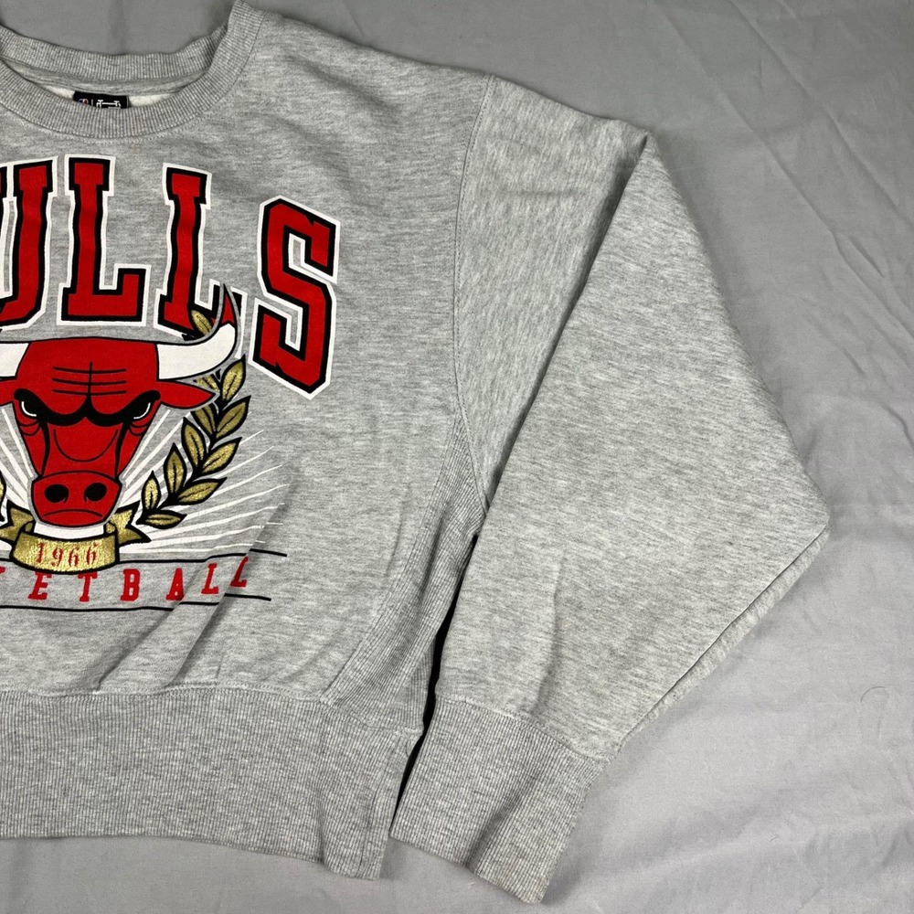 Vintage Style Chicago Bulls Cropped Sweatshirt Gray Women's Large NBA Ultra Game - Picture 5 of 13